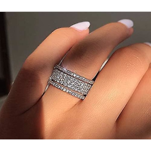 Ringer Cubic Zirconia Eternity Forlovelse Bryllupsringer Gifteringer For kvinner Jente Jubileum 3 Band Bredde Ringer (6) voksen kvinne