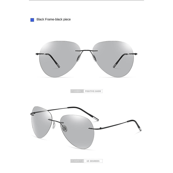 Ultrakevyet titaanivalo polarisoidut kehyksettömät värjäytyneet aurinkolasit miesten ajolentäjän lasit Bare mirror silver frame 1 1 V