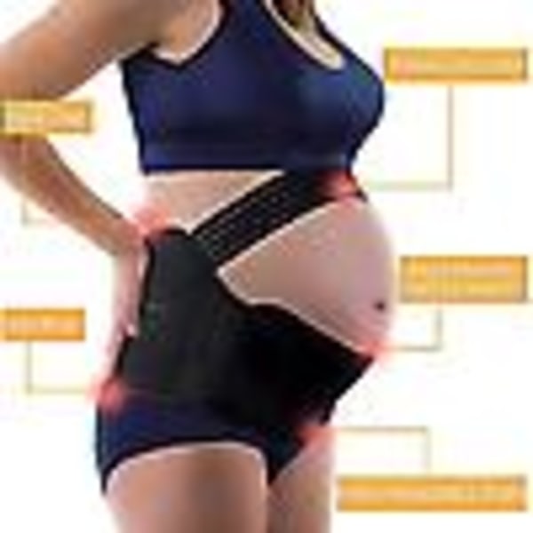 Tredelat set for magstöd for gravida women, elastisk, andningsbart, justerbart midjestöd and support Black XL