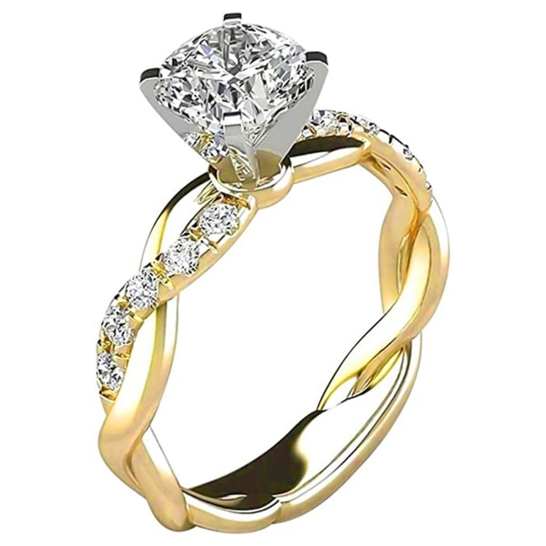 Kvinnors ring Cubic Zirconia Solitaire Bröllopsförlovningsringar Cubic Diamonds för kvinnor Gold 9
