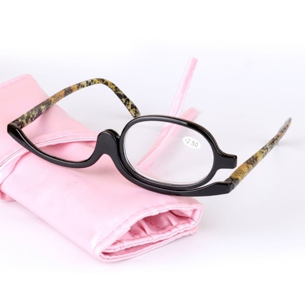 Forstørrelsesglas Makeupbriller Nedfældelige linser Sort ramme +1.5-4 Styrke Strength 4.00