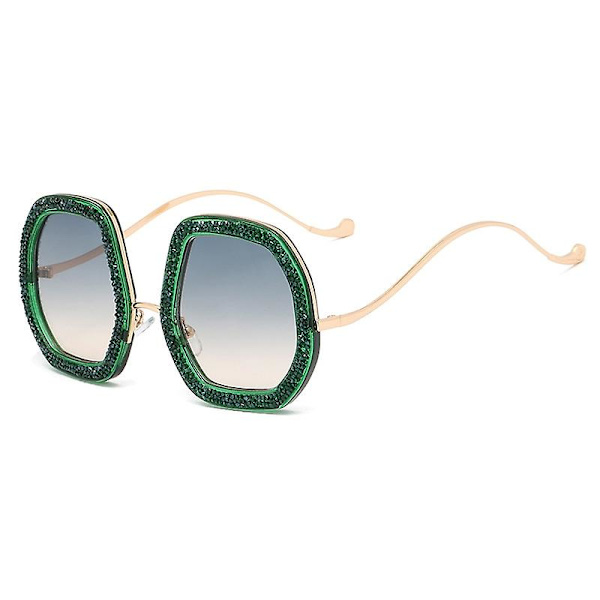 Rhinestone-aurinkolasit Naisten Eurooppa-amerikkalainen muoti isokehys Timanttinauhalliset lasit Personaliz Dark green