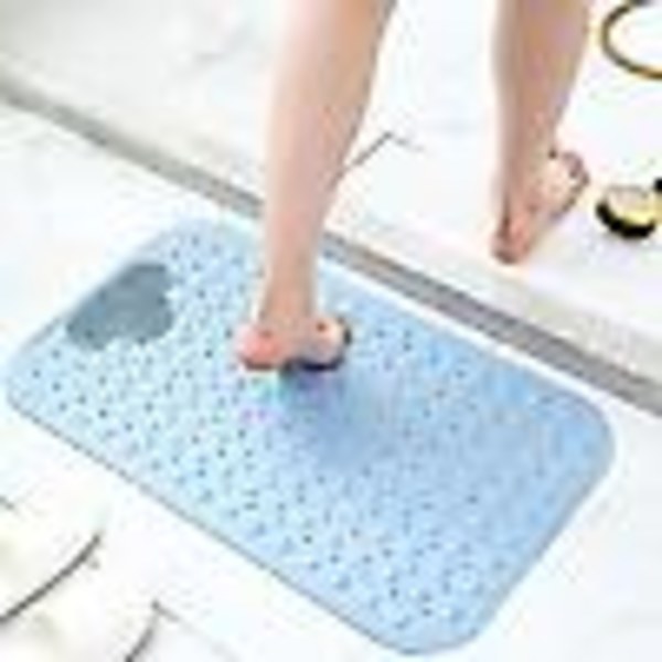 Halkfri duschmatta med fotskrubbborstemassager Blue 40x70cm