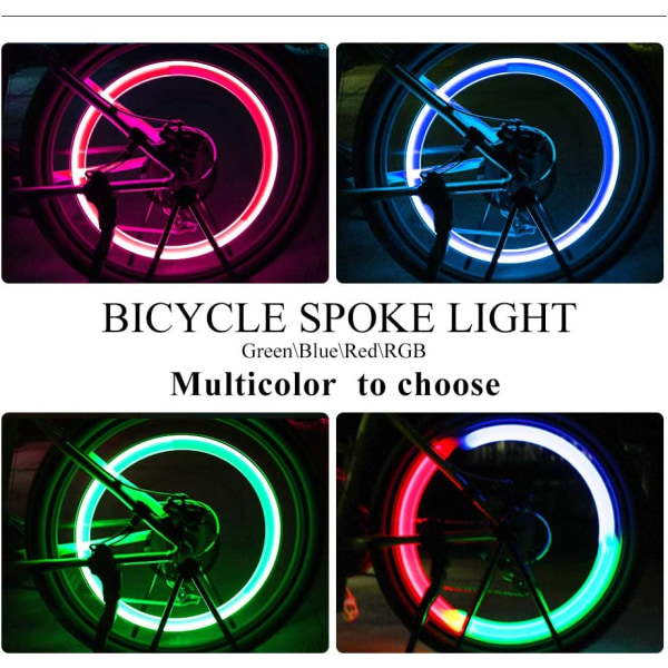 4 x LED sykkelhjullys, vanntett med 3 blinkende moduser Blue