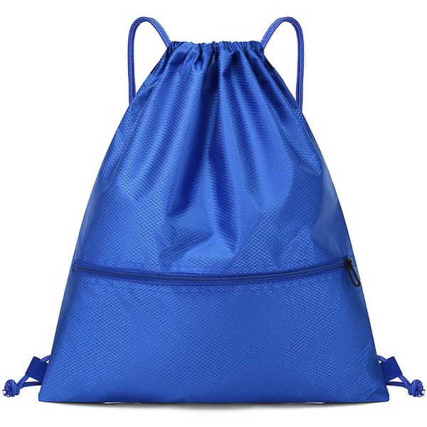 String Swim Pe Bag, Sport Gym Sack Snøretaske Vandtæt Snøre Sportstaske med udvendig lynlås Til Sport Strandferie Svømning Rejser Royal blue