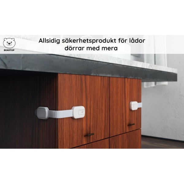 10X Børnesikring sikkerhedslås til skuffer Hvid White one size