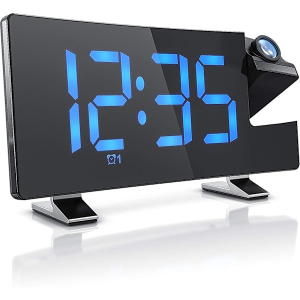 Bn-radiowecker Projektionswecker Digitaler Wecker - Flip-projektionsanzeige - 2 Weckalarme 10 Lautstrkestufen - Autodimmer 15 Fm Radiospeicher Blau