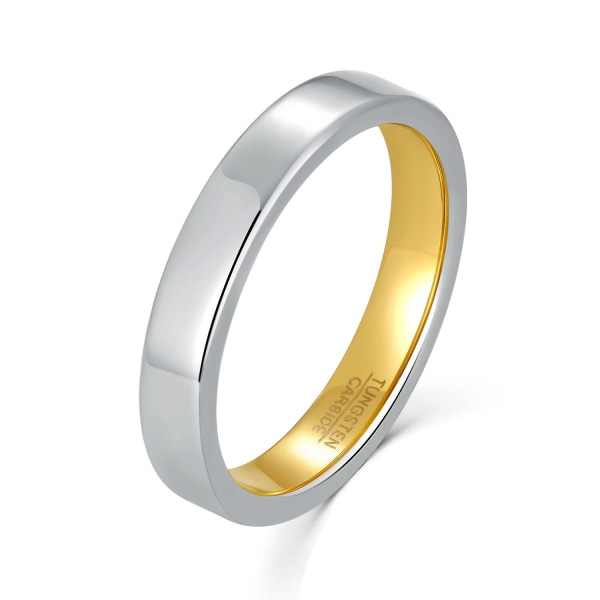 Nuncad 4 mm volfram stålring guldfärg högpolerad inre silverfärg elektrisk ring för män och kvinnor förlovningssmycken 11