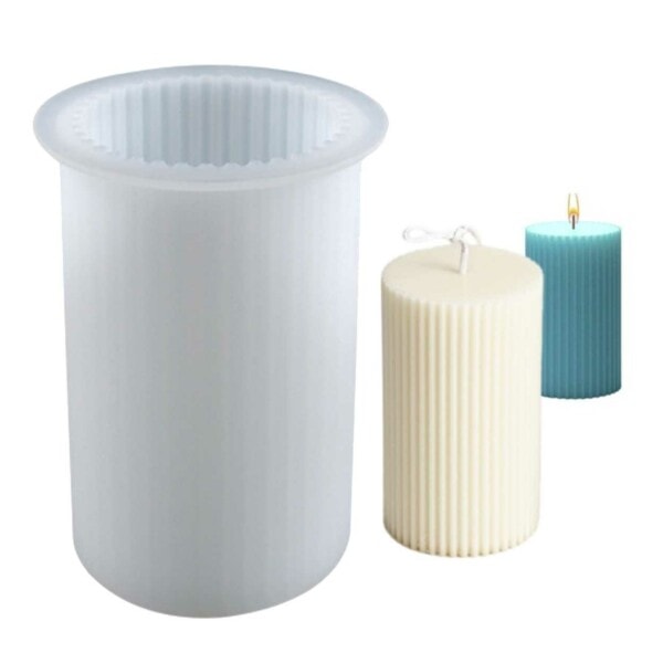 DIY Silikon Ljusform Ribbat Stearinljus vit white