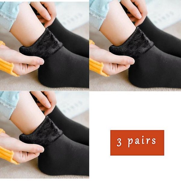 3 Par Parti Kvinder Mænd Vinter Varm Tykke Termisk Sne Sokker Ensfarvet Gulvstrømper Blød Fløjlsuld Cashmere Hjem Dropshipping-lysebrun,eu30-42 black Uniform code