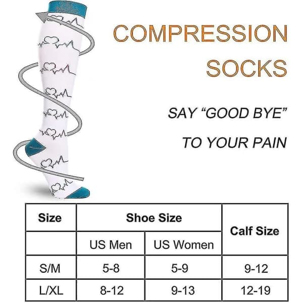 7 par unisex kompressionsstrømper 20-30mmhg Knæhøje strømper