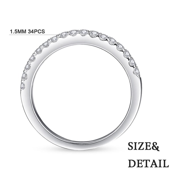 Rund 925 Sterling Silver Ring Klar Cz Mode Stapelbar Klassisk Lyx Kvinnor Förlovningsring Present silver 5