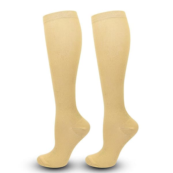 Herr Dam Slim Compression Strumpor Anti Fatigue Sport Pressure Solid Running Elastisk 1 Par XXL Khaki