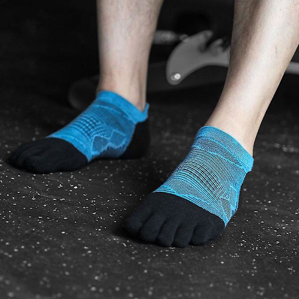 Tåstrumpor Herr Dam Athletic Running Coolmax Five Finger Ankel/crew strumpor, Bekväm Andas Lättvikt Blue 39-42