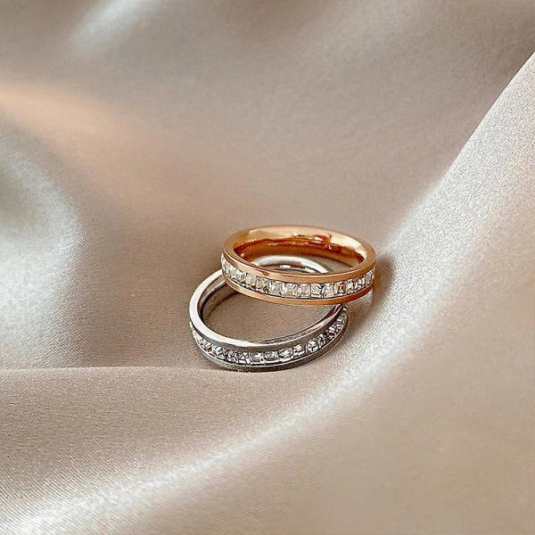 Gypsophila Ring Kvinnors Full Diamond Eternity Rings Förlovningsvigselring Silver 7