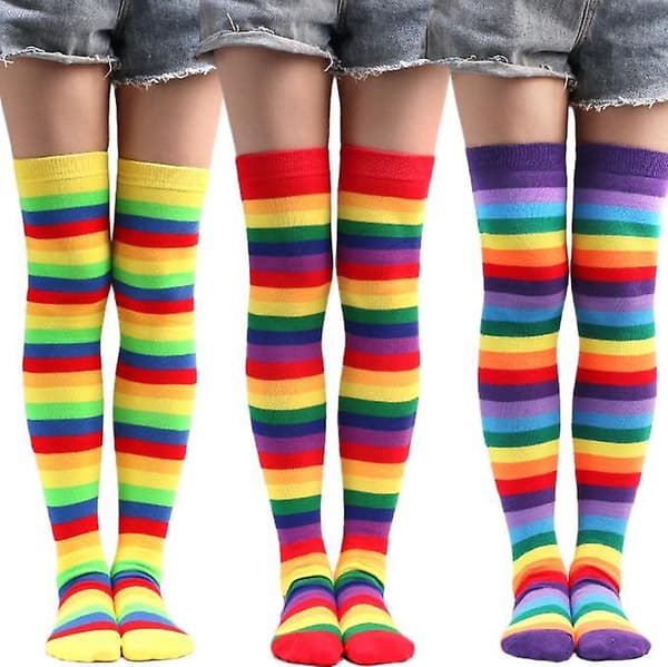 Naisten Rainbow-sukat Raidalliset polvisukat black