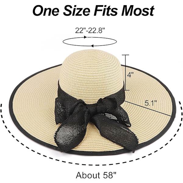 Solhatt for kvinner, UPF 50+ med bred brem (beige)