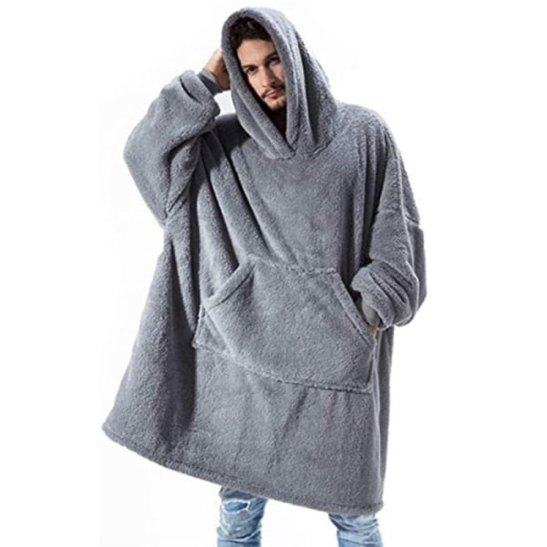 Oversized hoodie sweatshirt filt med gigantisk hoodie fram grau