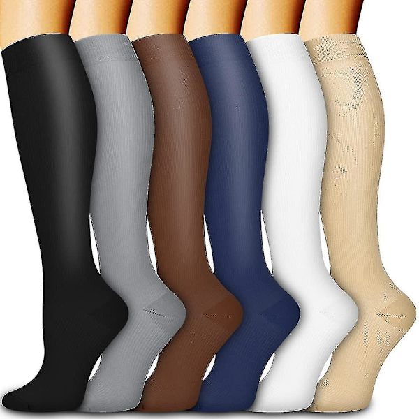 3 par kompressionsstrømper til damer og mænd Flyvestrømper kompressionsstrømper til løbeflyvning Sport Fremragende Beige L XL