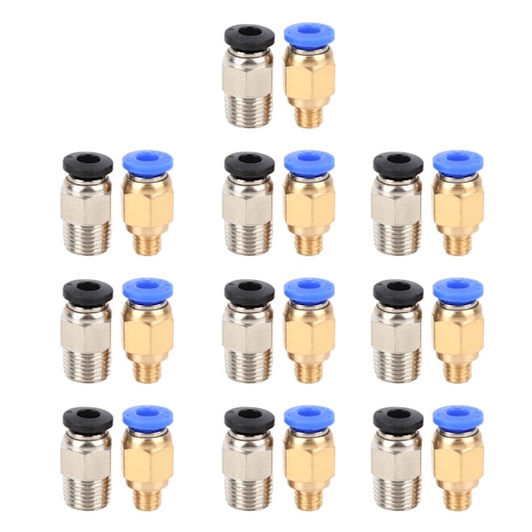 20 stk. Pneumatiske Koblinger Lige Push Connect til Bowden Ex 3D-printer PC4‑M10/PC4‑M6