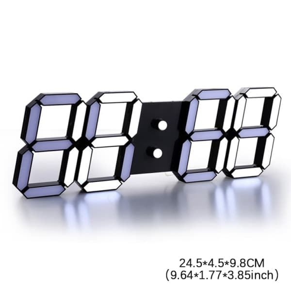3D LED digital klocka vägg Glödande nattläge Justerbar Black
