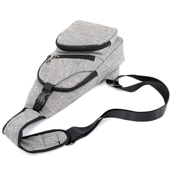 Herre Drenge Crossbody Satchel Lynlås Skuldertaske Brysttasker Ljusgrå 6.69x2.76x12.99"