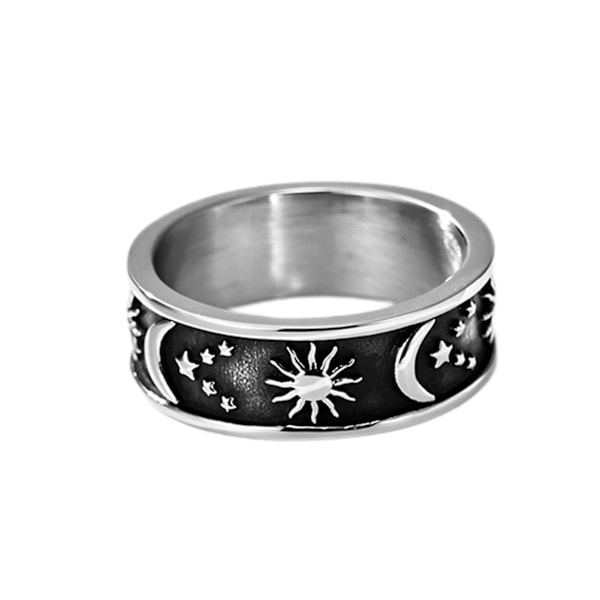 Unisex Ring Stjärna Måne Soldekoration Män Kvinnor Utsökt Rund Bohemian Ring För Bröllop Black and Gold Black and Gold US 10