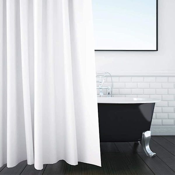 Duschdraperi i enfärgat tyg - Vit 180 X 220 Cm - Extra lång