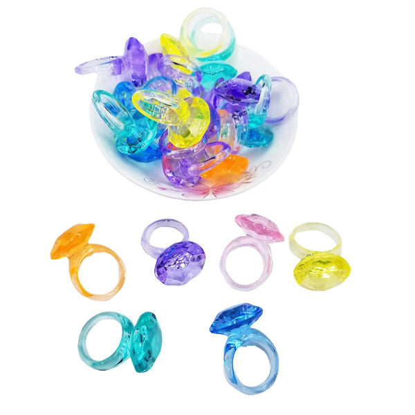 74 stk Legetøjsring Sjov farverig diy akryl plastring dekorativ ring til børn Picture 1 3.7x2.4cm
