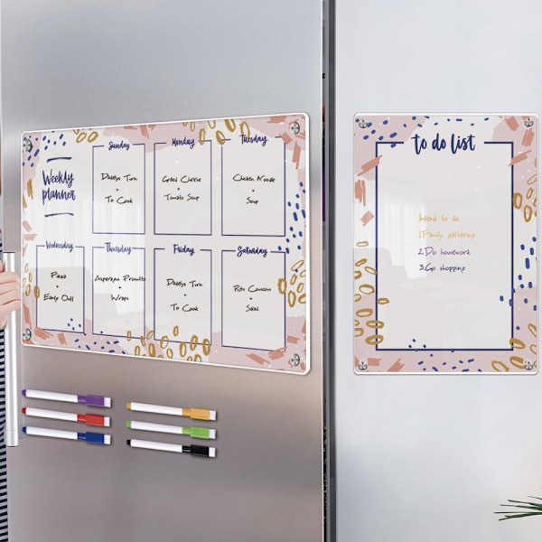 Transparent akryl sletbar mini ugeplanlægger - pink, A3+A4 størrelse, enkel