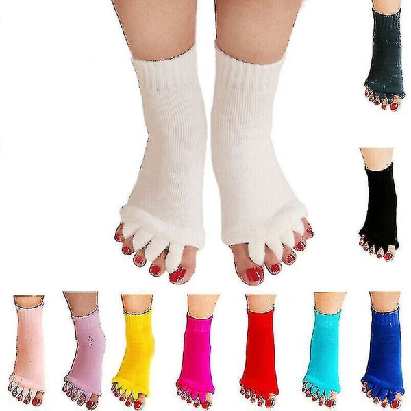 Alignment Massage Yoga Sock Open Five Toes Separator Gym Foot Pain Relief Socks_cc Lake Blue