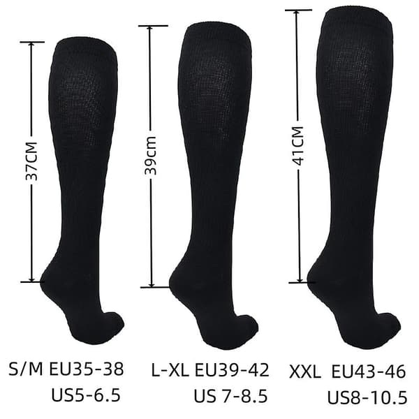 Herr Dam Slim Compression Strumpor Anti Fatigue Sport Pressure Solid Running Elastisk 1 Par L XL Navy