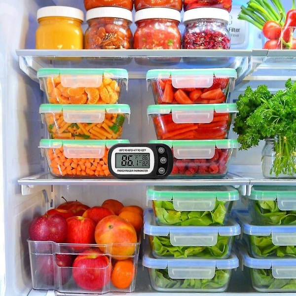 Kjøleskap termometer Digital fryser Romtemperaturmålere med LCD-skjerm for kjøkken, hjem, restauranter svart Black
