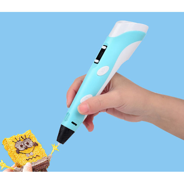 Intelligent 3D-penna LED-display 3D-utskriftspenna USB Blå