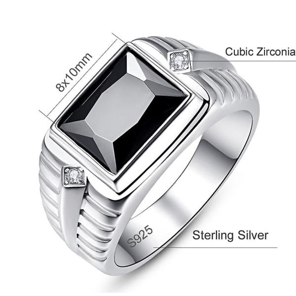 925 Sterling Sølv Firkantet Zirconia mænds ring Ny sort Onyx Hvid Cubic Zirconia mænd bryllup forlovelsesringe silver 12