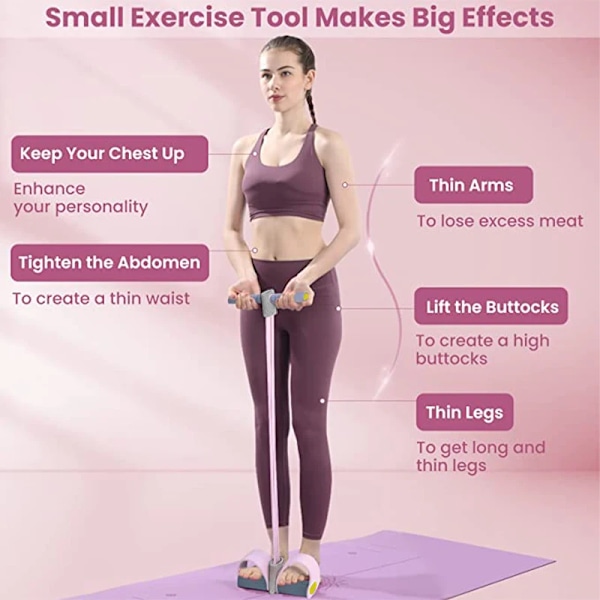Resistance Bands 4-Tube Yoga Pedal Puller Resistance Band Elastisk trekkrems Fitness for magetrening midjearm Pink and Grey
