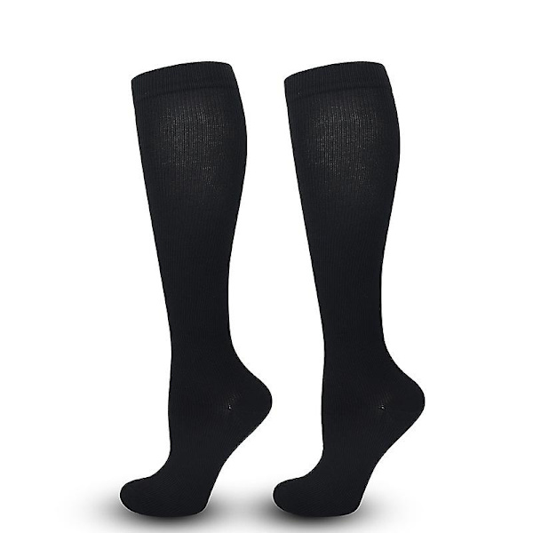 Herr Dam Slim Compression Strumpor Anti Fatigue Sport Pressure Solid Running Elastisk 1 Par S M Black