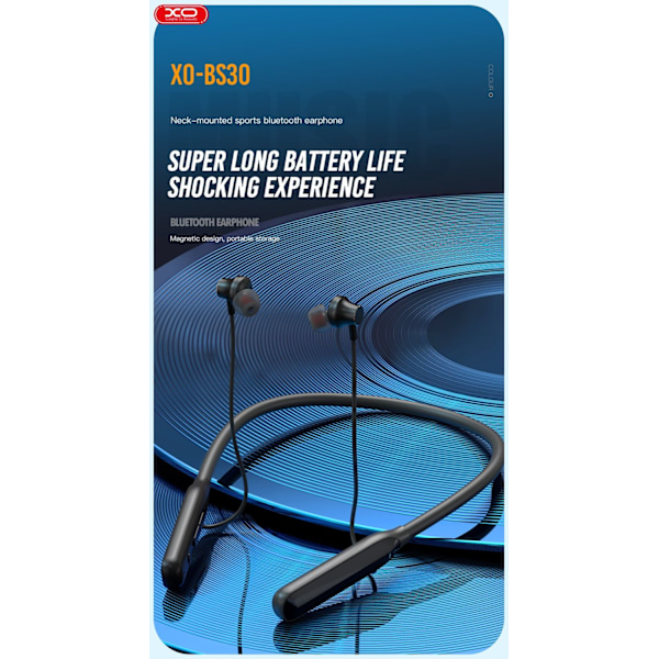 Bluetooth 50 timer musikk/samtale Handsfree Magnetisk Nakkebånd Black Svart