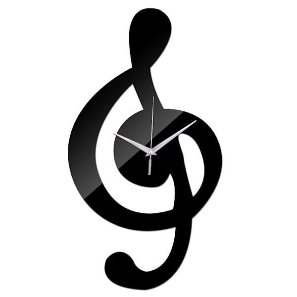 Musiknoter Akryl Väggklocka Modern Silent Wall Clock Art Deco Black Black