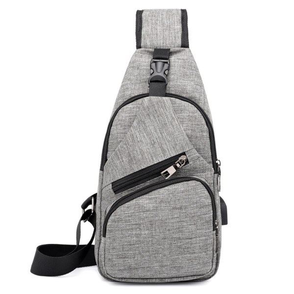 Herre Drenge Crossbody Satchel Lynlås Skuldertaske Brysttasker Ljusgrå 6.69x2.76x12.99"