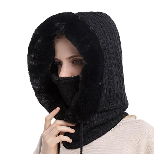 Vinter Outdoor Riding Hodeplagg Kaldtikker Ski Cap Varm Skjerf Mask Helt stykke Black