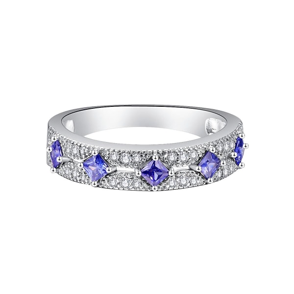 Nye trendy Natual Square Sapphire 925 Sølvring For Anillos Gif Elegante Kvinner Bryllupsforlovelsessmykker silver 7