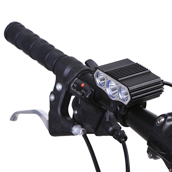 F3 Stærkt Lys USB Cykel Forlygte Genopladelig Stærkt Lys LED-lampe Professionel Cykellygte - Sort