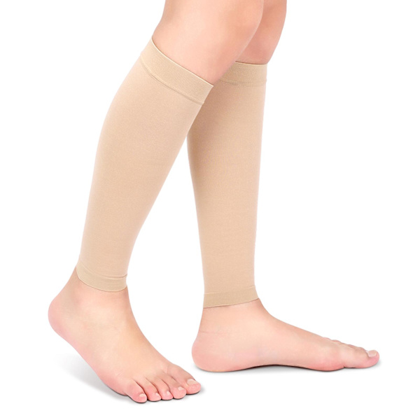 Komprimerade strumpor med tvåstegs elastiska strumpor i åderbråck Kalvslida 1 par strumpor för vandringssporter Beige M