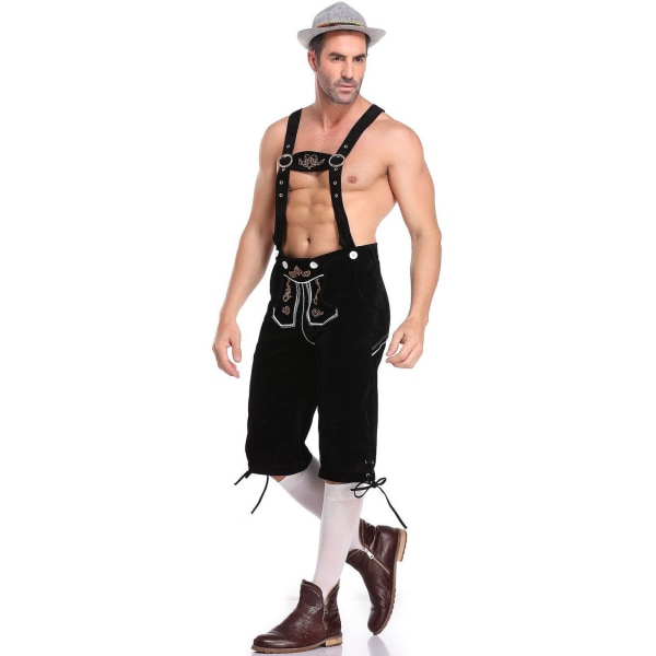 Läderbyxor män - Äkta läder Äkta tyska läderbyxor för män Oktoberfestkläder Black XL