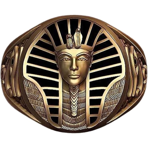 Pharaoh Ring, Egyptisk Pharaoh Eye Of Horus Ring För Män, Hip Hop Pharaoh Horus Eye Biker Ring Guld Pharaoh Cross Ring För Pojkar 10