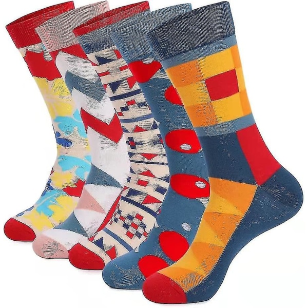 Roliga klänningssockor för män, Lmell mönstrade bomullssockor, Lmell Colorful Funky Socks Present