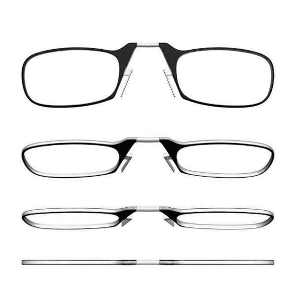 Legless Clamp Nose Reading Glasses för både män och quinnor Bärbar klibbig phone för att skicka ultratunna glasögonfodral Black 150