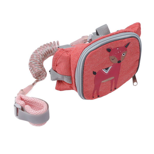 Barnens Anti-Lost Handledsband med Rosa Hjorte Design, 1.5m Reflekterande Fjäderrep för Säkerhet