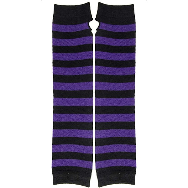 Långa Stickade Vantar Knähöga Randiga Strumpor Leggings Festdräkt Tillbehör 2 Par Set, Svart och Lila, One Size grå gray